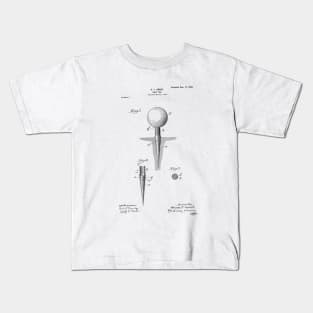 Golf Ball Tee patent drawing Kids T-Shirt